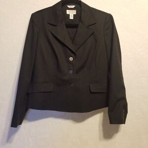 Talbot's 10P Petite Blazer Jacket Black Vintage Short 3 Button Classic Office